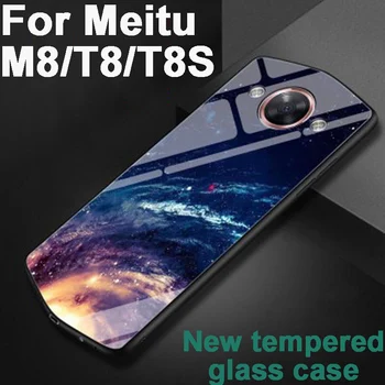 2PCS Za Meitu M8 T8 T8S primeru kritje Za Meitu MP1602 MP1603 stekla primeru, kaljeno steklo telefon primerih Za Meitu T 8/T8 S lupini