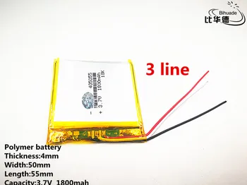 3 linije Dobro Qulity 3,7 V,1800mAH,405055 Polimer litij-ionska / Litij-ionska baterija za IGRAČE,MOČ BANKE,GPS,mp3,mp4