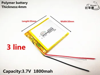 3 linije Dobro Qulity 3,7 V,1800mAH,405055 Polimer litij-ionska / Litij-ionska baterija za IGRAČE,MOČ BANKE,GPS,mp3,mp4