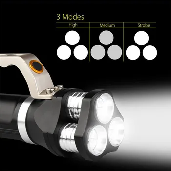 3 Načini Polnilna LED Iskalnim Taktično Kolo Svetlobe 3T6 Pozornosti Svetilka Size160mm x 48 mm x 63mm #25