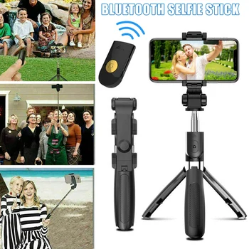 3 v 1 Brezžični Selfie Palico Raztegljivo Stojalo Teleskopsko Telefon Stojalo + Remote Black/White PUO88