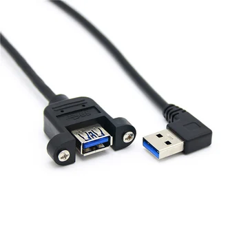 30 cm USB 3.0 ženska panel mount na USB A moški 90 stopinj Gor in Dol & Levo & Desni kotni vtič podaljšek kabla za računalnik gostiteljske