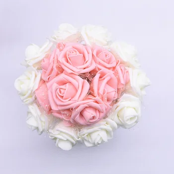 30 Glav 4 cm Nove Pisane Umetne Rože PE Pene Rose Cvet Poroko Dekor Nevesta Šopek DIY Doma Dekor Dobave Ponaredek Cvetje