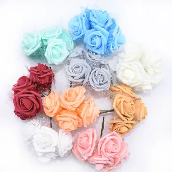 30 Glav 4 cm Nove Pisane Umetne Rože PE Pene Rose Cvet Poroko Dekor Nevesta Šopek DIY Doma Dekor Dobave Ponaredek Cvetje