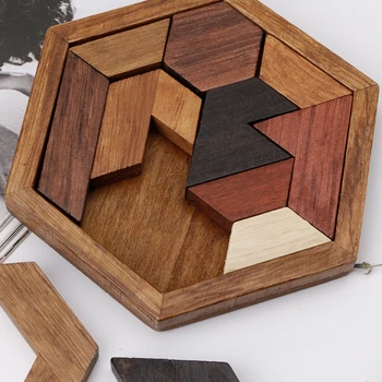3D Kitajci Lesene Puzzle Igra Chexagon Model Možganov Teaser Jigsaw Stavbe