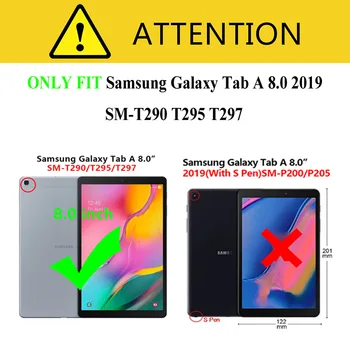 3D Lepoto Mesta Tiskanje PU Usnjena torbica Za Samsung Galaxy Tab A 8.0 2019 SM-T290 SM-T295 pokrijemo S Kartice Slotov Primeru+film+pen