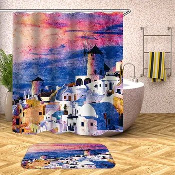 3d nepremočljiva tkanine, poliester tuš zavesa sodobna družina krajine cvjetnim slog kopalnica dekoracija dodatna oprema kopalna kad zaslon