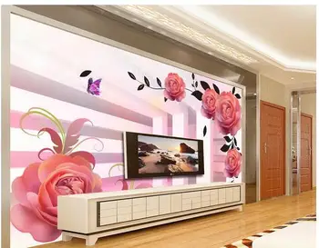 3D ozadje po meri, zidana lepoto non-woven stene papirja doma dekoracijo 3 d steno naslikal vrtnice nastavitev TELEVIZORJA steno trsa ozadje