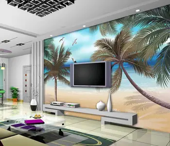 3D ozadje po meri, zidana netkane ozadje Kokosove sanje ročno poslikano poletje plaža galeb nastavitev TELEVIZORJA stenske tapete