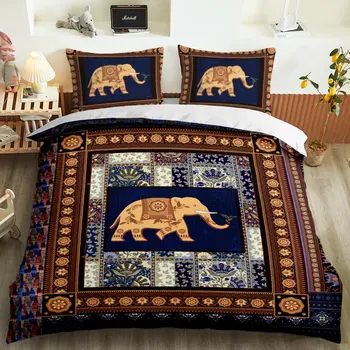 3D posteljnina obleko, slon nacionalni slog mozaik 3pcs kraljica meri oblikovalec posteljnina luksuzni rjuhe kritje
