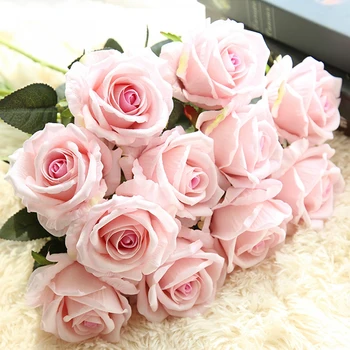 3PCS Umetno Cvetje Rose Cvetlični Šopek Simulacije Flanela Ponaredek Cvetje Doma svate Decora Svile Cvet Dropshipping