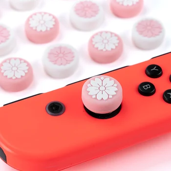 4 Pack Sakura Cvet nazobčenje Kape, Mehki Silikonski Pokrov Palčko Skp za Nintendo Stikalo & Lite