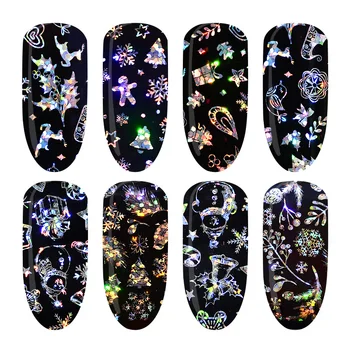 4pcs Holographic Nail Art Prenos Nalepke Nalepke Božič/Dreamcatcher/Trikotnik/Rose Cvet Folije Laserski Laki Dekor