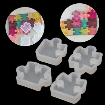 4Pcs Puzzle Gemstone Kristalno Plesni Silikonski Kalup DIY Nakit Obesek, zaradi Česar Orodje