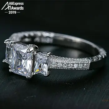 5*7mm S925 Fine Nakit sterling srebrni prstan Lab-ustvarili diamond Karat 4Cs poroko predlog sanje