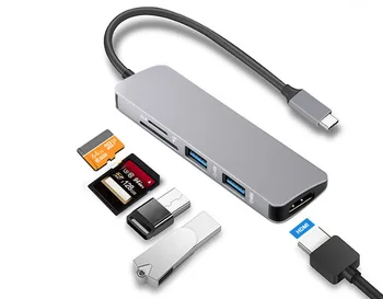 5 in1 USB C ZVEZDIŠČE USB-C HDMI, Micro SD/TF Card Reader Adapter za MacBook Samsung Galaxy S9/S8 Huawei P20 Pro Tip