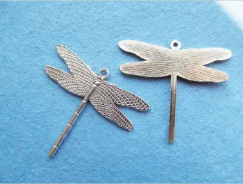50pcs 46mmx41.45 mm Velike Filigransko Antique Silver ton/Antique Bronze Lep Dragonfly Obesek Čar/Iskanje,DIY Opremo