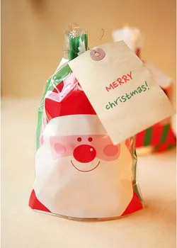 50pcs Darilo Plastične Vrečke Božič Santa Claus Pingvin Hrane Candy Bag Božič, Velika Velikost Open Top Plastičnih Celofan Vrečke 14X20cm