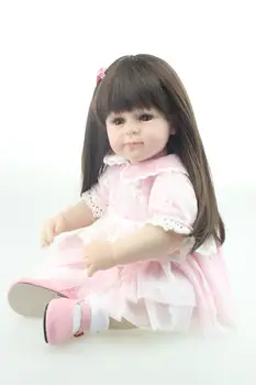 51 cm > Silikonski Prerojeni Baby Doll Igrače Z Očarljivo rjave oči Princesa Lutke Lepo Darilo za Rojstni dan Dekleta Brinquedos menina igračo