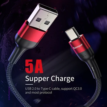 5A USB Tip C Kabel Hitro charing USB kabel Za Huawei Mate 20 P30 P20 P10 P9 Pro Čast 10 Nova NASPROTNEGA R9 R7 R5 Tip-C Podatkovni Kabel 2M