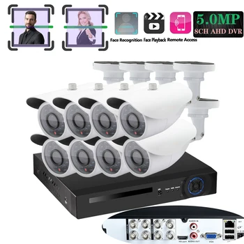 5MP ir ID Face Recognition AHD DVR 6IN1 8CH CCTV Komplet Home Security Nadzor Sistema na Prostem, Vodotesen Fotoaparat kit XMEYE