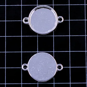 5Pcs Priključki Za 16 mm Chrysoprase Nastavitev Krog Silver Plated Cink Kovinske Zlitine Čare Zapestnice Nakit DIY Ugotovitve 26x19mm