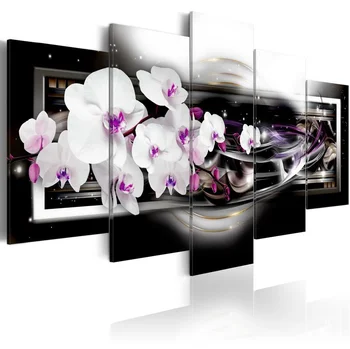 5PCS/Set Povzetek Black Star Orhideja je Cvet Art Tiskanja brez okvirjev Platno Slikarstvo Stensko Sliko Doma Dekoracijo