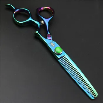 6 inch Japonski las škarje Zelena ukrivljen ročaj las škarje Professional frizerski salon škarje