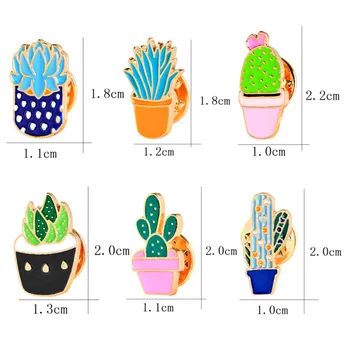 6 Kos/set DIY Značko Kaktus Rastlin Za Oblačila Barvita Vrečko Emajl Zatiči Nastavite Značko Pisane Risanka Broške Succulents