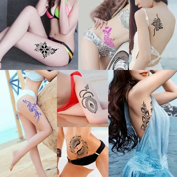 6 Kosov Votlih Henna Tatoo Matrica Predlogo Cvet Čipke Design Airbrush Slikarstvo Nazaj Body Art Tattoo Matrica Vroče Prodaje S200#27