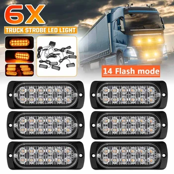 6x12LED Auto Tovornjak Sprednja Maska Stroboskopske LED Utripa Lučka Lightbar Svetilnik Lučka Sili Nevarnost Opozorilo Dnevnih Lučka
