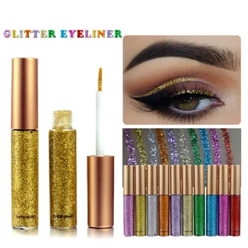 7 Barve, Bleščice, Srebro, Zlato Kovinsko Tekoči Eyeliner Šimrom Glitters Eyeliner