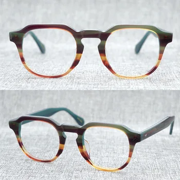 Acetatni Okvir Očal Moški Ženske Letnik Transpzrent Poligon Eye Glasses Optični Kratkovidnost Očala Okvirji Jasno Očala Oculos