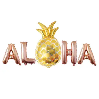 ALOHA Rose Zlata Črke Folija Balone Helija, Hawaiian Luau Tropski Plaži Stranke Poroko Kokoš stranka Ananas Dekor