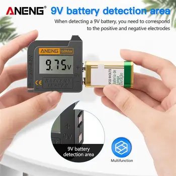 ANENG 168Max Digitalni Litijeva Baterija Tester Zmogljivost Baterije Diagnostično Orodje, LCD Zaslon Preverite AAa 6F22 9V gumbno Baterijo CR2032