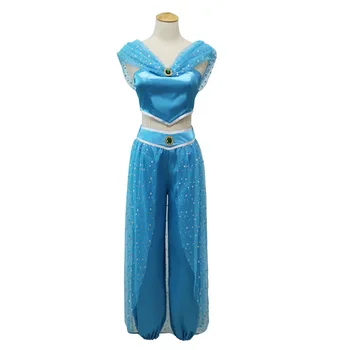 Anime Aladdin in Čarobna Svetilka Aladdin Cosplay Kostum Princesa Jasmina Top Set Obleko Trebuh Plesalka Fancy Stranka Obleko Za Deklice