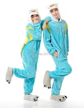 Anime Avanture Čas Finn In Jake Cosplay Kostum Romper Onesies Onesie Pižame Jumpsuit Hoodies Sleepwear za Odrasle