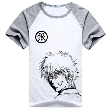 Anime BES Gintama TEE Sakata Gintoki slika T-shirt Poletje Smešno Nasmeh Obraz Modne Kratka sleeved Za Unisex Brezplačna Dostava