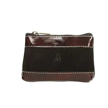 ANTHER denarnice suede-lakasto usnje za ženske rjava 12X8 cm