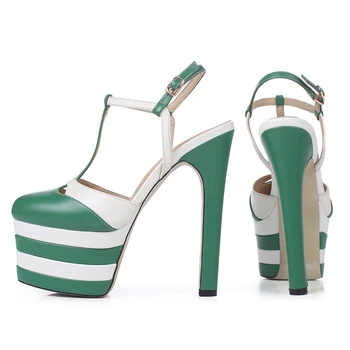 Arden Furtado 2019 poletje modni slog, ženska, čevlji ženske T-trak stilettos visokih petah 15 cm platforma pravega usnja sandali nova