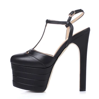 Arden Furtado 2019 poletje modni slog, ženska, čevlji ženske T-trak stilettos visokih petah 15 cm platforma pravega usnja sandali nova