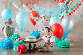 Avezano Rojstni dan 1. Otrok Balon Torto Star Cvet Dekor Baby Tuš Ozadje Ozadje Fotografije po Meri Studio