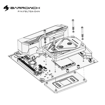 Barrowch CPU Vode Blok AMD Ryzen AM4 / AM3 Platformo Radiator M Series, M/B 5V ARGB SINHRONIZACIJA FBLTGA-04N