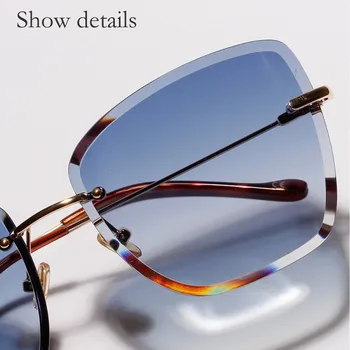Barvne Leče Kvadratnih Rimless Očala Ženske Luksuzni Sončna Očala Kristalno Ženska Očala Kvadratnih Modna Sončna Očala