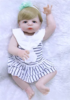Bebe 55 cm Polni silikona telo prerojeni baby dekle lutka igrače 22 palčni princesa malčka dojenčki lutka moda darilo za rojstni dan bonecas