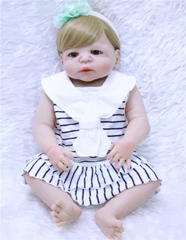 Bebe 55 cm Polni silikona telo prerojeni baby dekle lutka igrače 22 palčni princesa malčka dojenčki lutka moda darilo za rojstni dan bonecas