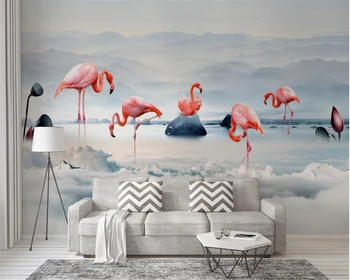 Beibehang Nordijska klasična moda ozadje Visoke kakovosti 3d ozadje zidana sodobne HD ročno poslikano flamingo 9 photo 3d ozadje