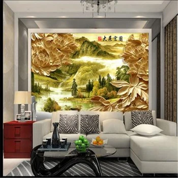 Beibehang ozadje, dnevna soba, TV ozadje peony doma dekorativno slikarstvo velike freske za steno dnevne sobe freske ozadje