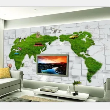Beibehang Ozadje po meri velikih 3D stereo zidana svetovni zemljevid TV ozadju stene spalnice dekorativno slikarstvo de papel parede