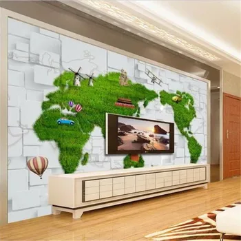Beibehang Ozadje po meri velikih 3D stereo zidana svetovni zemljevid TV ozadju stene spalnice dekorativno slikarstvo de papel parede